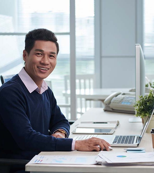 cheerful entrepreneur